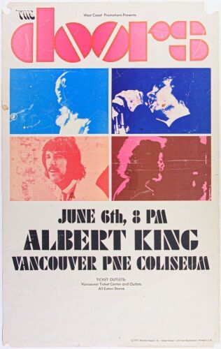 1970 The Doors Albert King PNE Coliseum Vancouver Poster Extra Fine 61
