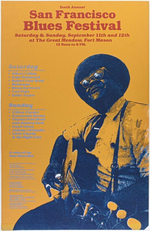 1982 Albert Collins Robert Cray Band Tenth Annual San Francisco Blues Festival Great Meadow Park Poster Excellent 73