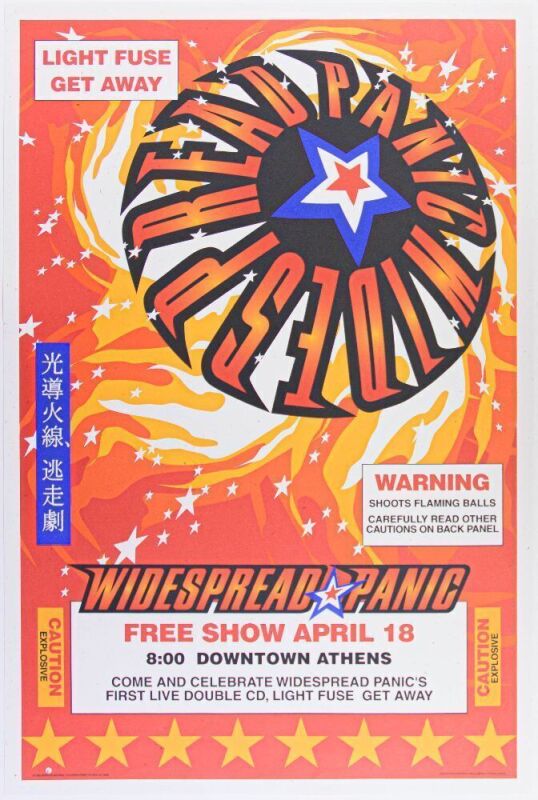 1998 Widespread Panic Downtown Athens Poster Near Mint 89