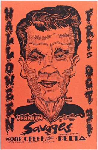 1980 Kerry Awn Uranium Savages Halloween Show Soap Creek Saloon Austin Poster Near Mint 87