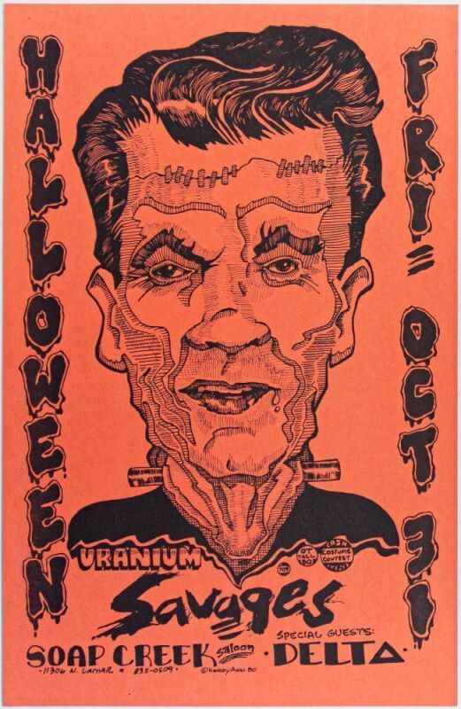 1980 Kerry Awn Uranium Savages Halloween Show Soap Creek Saloon Austin Poster Near Mint 87