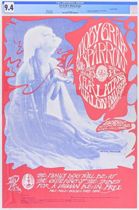1967 FD-43 Moby Grape The Sparrow Avalon Ballroom Poster CGC 9.4