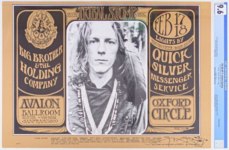1967 FD-48 Big Brother Janis Joplin Avalon Ballroom Signed Mouse Poster CGC 9.6
