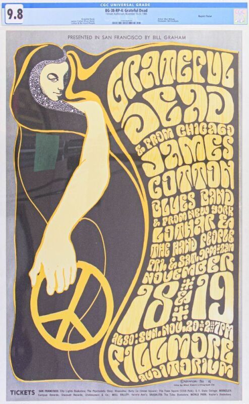 1966 BG-38 Grateful Dead Fillmore Auditorium RP4 Poster CGC 9.8