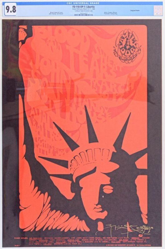 1968 FD-110 Blood Sweat & Tears Avalon Ballroom Signed Mouse Poster CGC 9.8