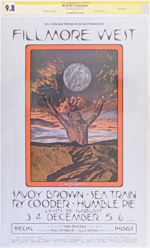 1970 BG-259 Savoy Brown Humble Pie Fillmore West Signed Singer Signature Series Poster CGC 9.8