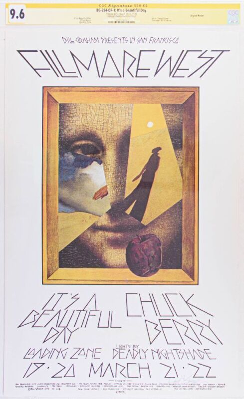 1970 BG-224 Chuck Berry It's a Beautiful Day Fillmore West Signed Singer Signature Series Poster CGC 9.6