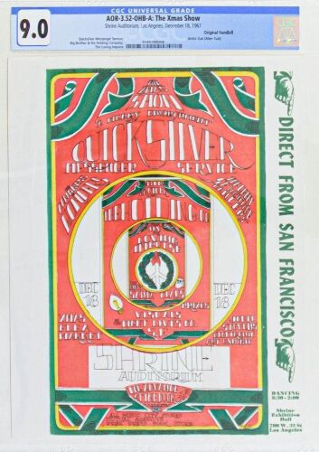 1967 AOR-3.52 Big Brother and the Holding Company Janis Joplin Quicksilver Messenger Service Shrine Auditorium Handbill CGC 9.0