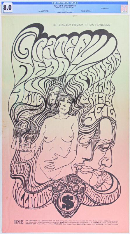 1967 BG-62 Grateful Dead Fillmore Auditorium Poster CGC 8.0