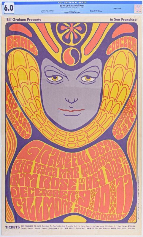 1966 BG-41 Grateful Dead Big Mama Thornton Fillmore Auditorium Poster CGC 6.0