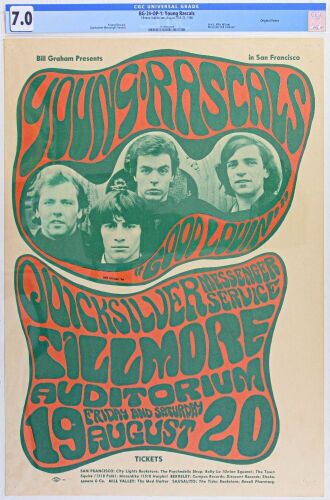 1966 BG-24 Young Rascals Fillmore Auditorium Poster CGC 7.0