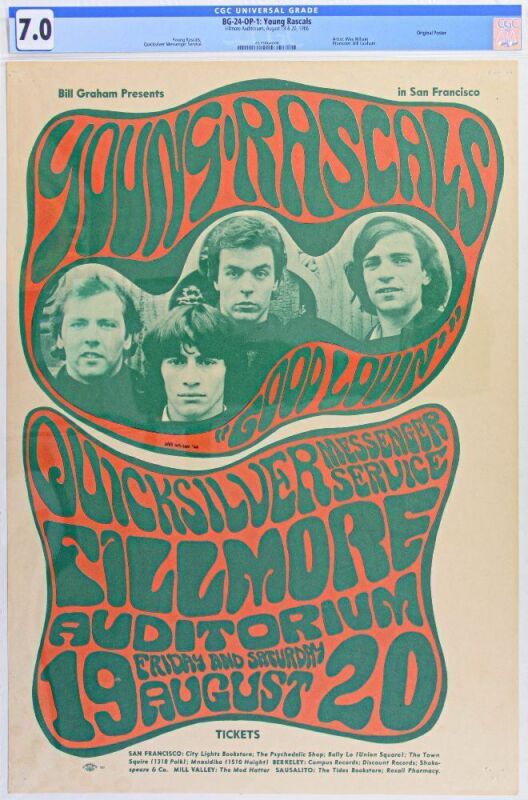 1966 BG-24 Young Rascals Fillmore Auditorium Poster CGC 7.0