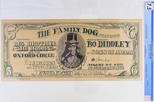 1966 FD-19 Big Brother & The Holding Company Bo Diddley Avalon Ballroom Poster CGC 7.5