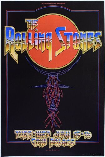 1975 AOR-4.41 Rolling Stones Cow Palace Poster Excellent 77