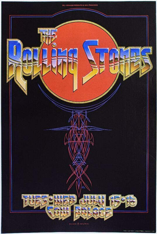 1975 AOR-4.41 Rolling Stones Cow Palace Poster Excellent 77