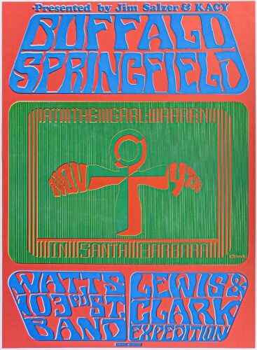 1967 AOR-3.39 Buffalo Springfield Earl Warren Santa Barbara Poster Near Mint 87
