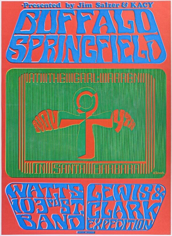 1967 AOR-3.39 Buffalo Springfield Earl Warren Santa Barbara Poster Near Mint 87