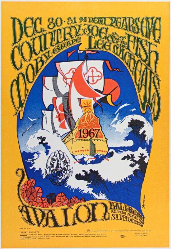 1966 FD-41 Country Joe Moby Grape Avalon Ballroom Poster Near Mint 89