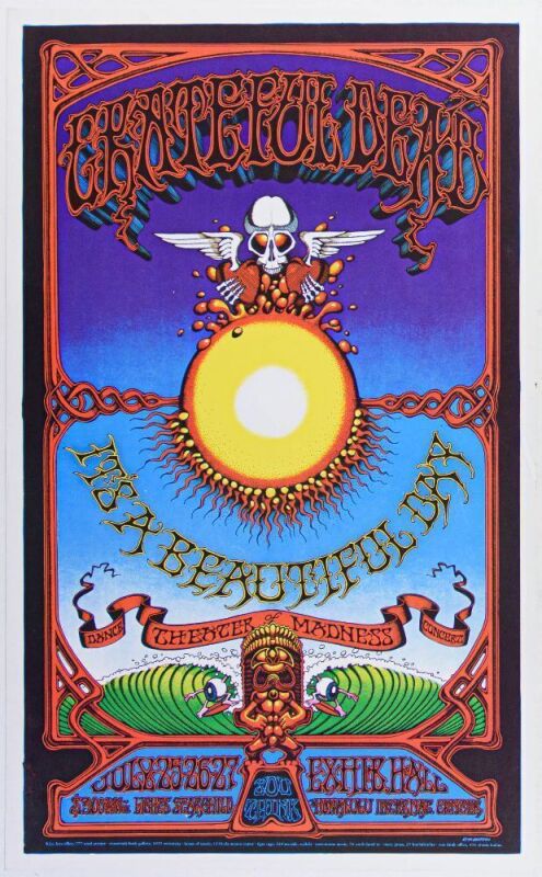 1968 AOR-3.116 Grateful Dead Honolulu Hawaii RP2 Poster Excellent 77
