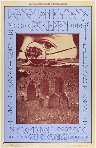 1970 BG-218 Delaney & Bonnie & Friends with Eric Clapton Fillmore West Signed Singer Poster Near Mint 89