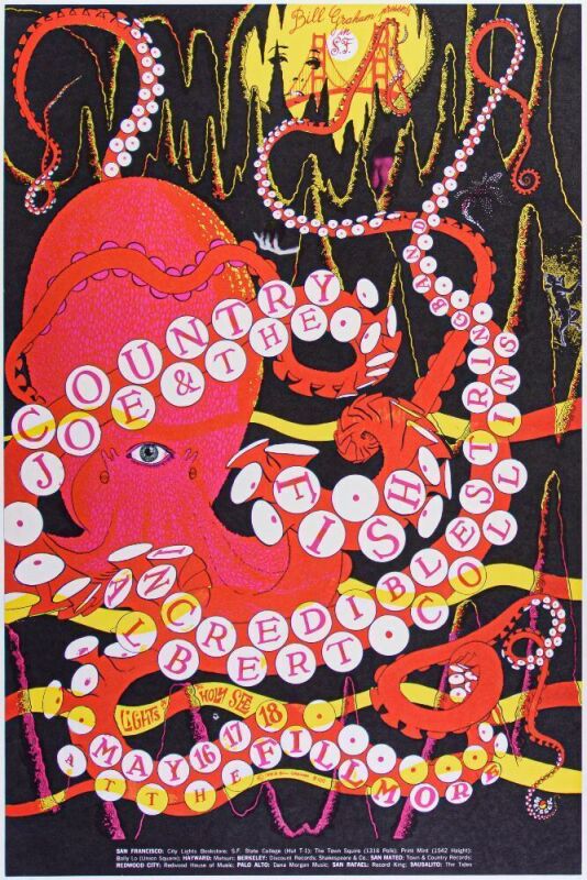 1968 BG-120 Country Joe & The Fish The Incredible String Band Fillmore Auditorium Poster Mint 91