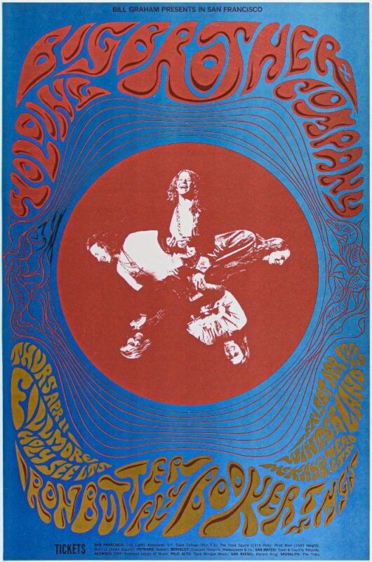 1968 BG-115 Big Brother Janis Joplin Fillmore Auditorium & Winterland Poster Mint 91