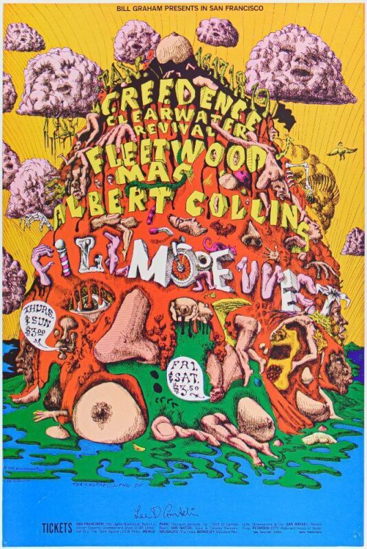 1969 BG-156 Creedence Clearwater Revival Fleetwood Mac Fillmore West Signed Conklin Poster Excellent 79