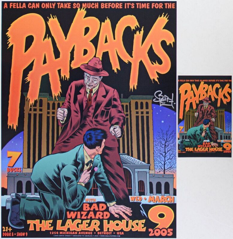2005 Chuck Sperry The Paybacks The Lager House Signed Sperry Poster & Card Mint 91