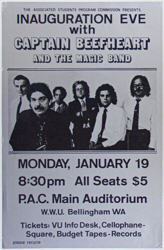 1981 Captain Beefheart P.A.C. Main Auditorium Western Washington University Poster Excellent 73