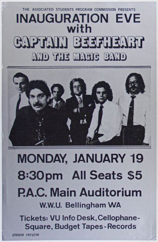 1981 Captain Beefheart P.A.C. Main Auditorium Western Washington University Poster Excellent 73