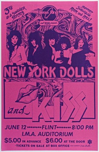 1974 KISS New York Dolls I.M.A Auditorium Poster Near Mint 87