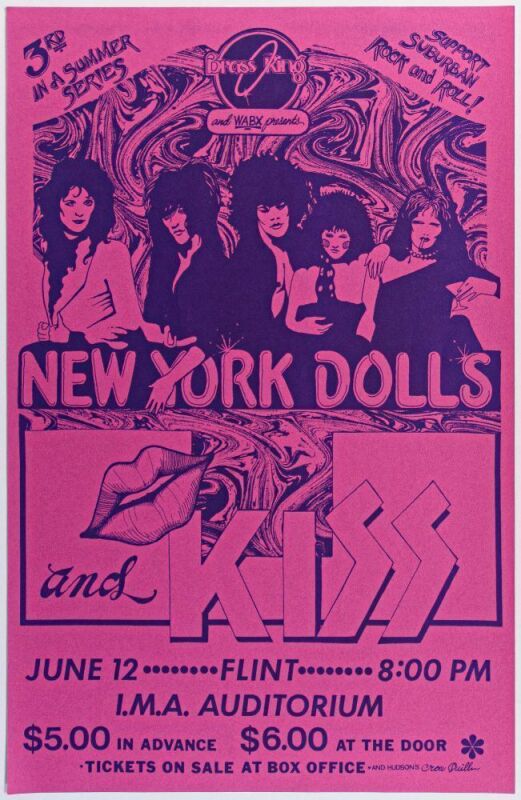 1974 KISS New York Dolls I.M.A Auditorium Poster Near Mint 87