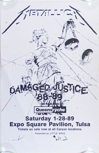 1989 Metallica Queensryche Expo Square Pavilion Tulsa Poster Excellent 73