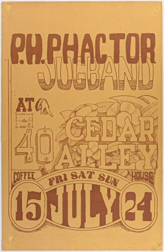 1966 P.H. Phactor Jug Band Cedar Alley Coffee House Poster Extra Fine 63