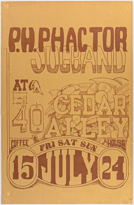 1966 P.H. Phactor Jug Band Cedar Alley Coffee House Poster Extra Fine 63