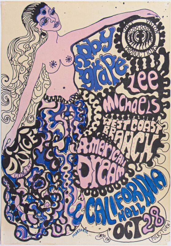 1967 Moby Grape Lee Michaels West Coast Branch California Hall Poster Extra Fine 67