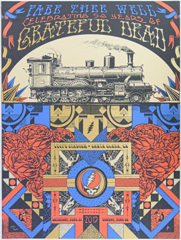 2015 Grateful Dead Fare Thee Well Levi's Stadium LE Signed Helton Poster Near Mint 87