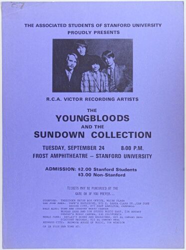 1968 Youngbloods Frost Amphitheatre Stanford poster Extra Fine 69