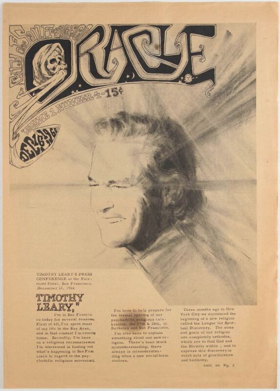 1967 Timothy Leary The Oracle Vol. 1 No. 4 Underground Newspaper Excellent 77