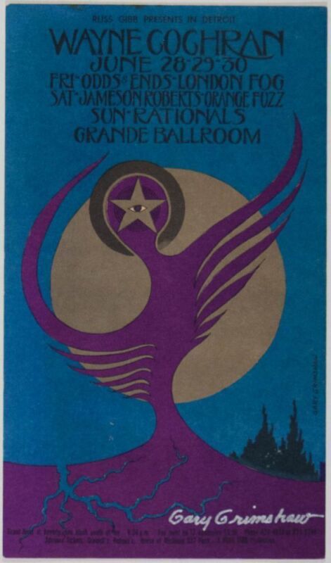 1968 G/G-680628 Wayne Cochran Grande Ballroom Detroit Signed Grimshaw Postcard Excellent 73