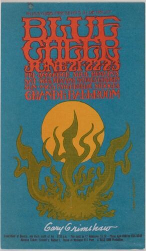 1968 G/G-680621 Blue Cheer Grande Ballroom Detroit Signed Grimshaw Postcard Excellent 71