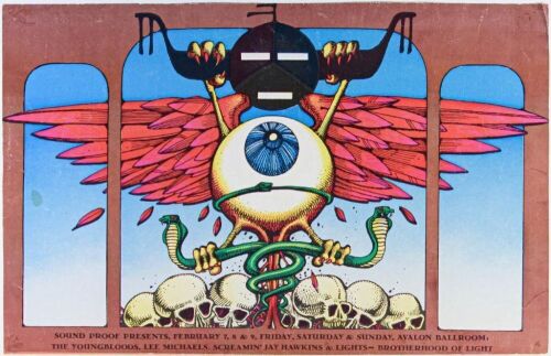 1969 AOR-2.22 Rick Griffin The Youngbloods Lee Michaels Screamin Jay Hawkins Avalon Ballroom Poster Extra Fine 67