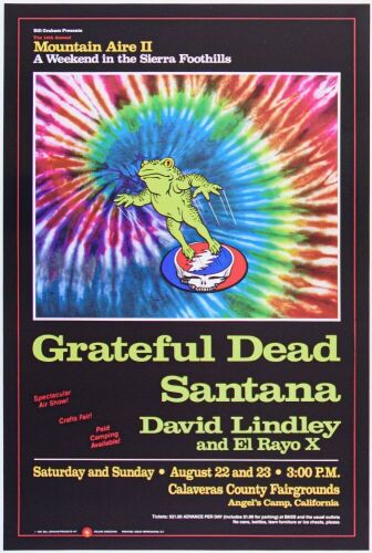 1987 BGP-17 Grateful Dead Santana Calaveras County Fairgrounds Poster Mint 90