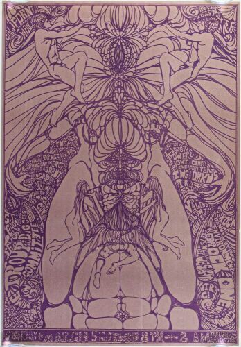 1967 Bedrock One S.F. Mime Troupe The Diggers Steve Miller California Hall Poster Near Mint 85