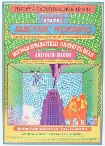 1967 AOR-3.74 Grateful Dead Buffalo Springfield Blue Cheer Shrine Exposition Hall Poster Near Mint 81 Restored