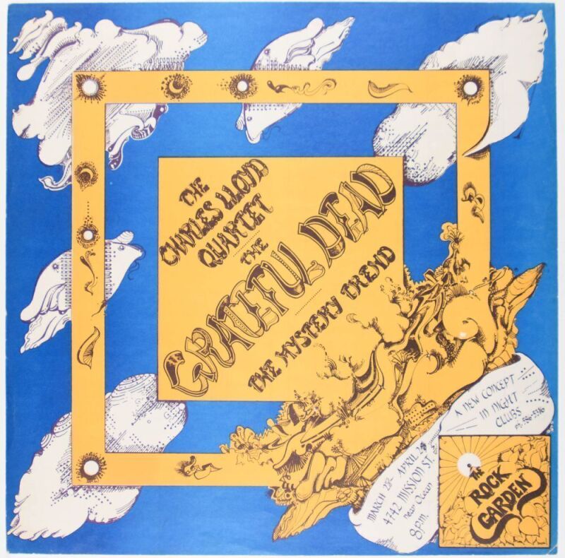 1967 AOR-2.212 Grateful Dead Charles Lloyd Quartet The Rock Garden Poster Excellent 75