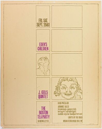 1968 Eden's Children The J. Geils Quintet The Boston Tea Party Poster Extra Fine 61