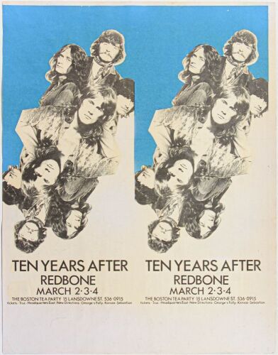 1970 Ten Years After Redbone Boston Tea Party Uncut Poster Fine 55 Restored