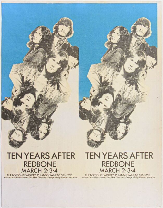 1970 Ten Years After Redbone Boston Tea Party Uncut Poster Fine 55 Restored