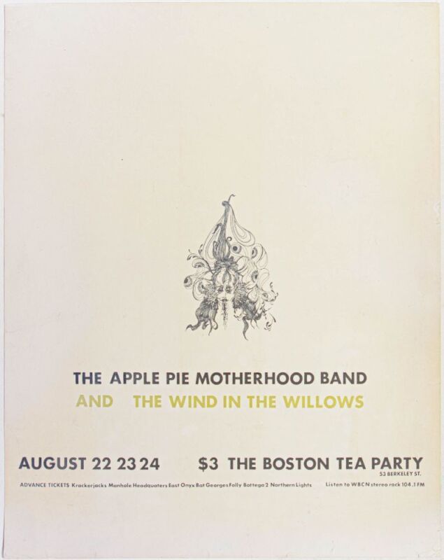 1968 The Apple Pie Motherhood Band Boston Tea Party Poster Fine 59 Restored